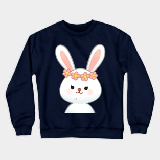 cute rabbit with flower crown Crewneck Sweatshirt